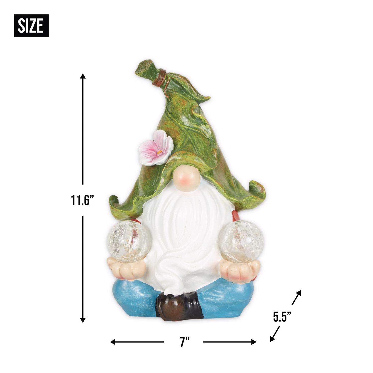  Zingz Polyresin Multi-color 11.6 In. Meditating Leaf-Hat Gnome Garden Statue