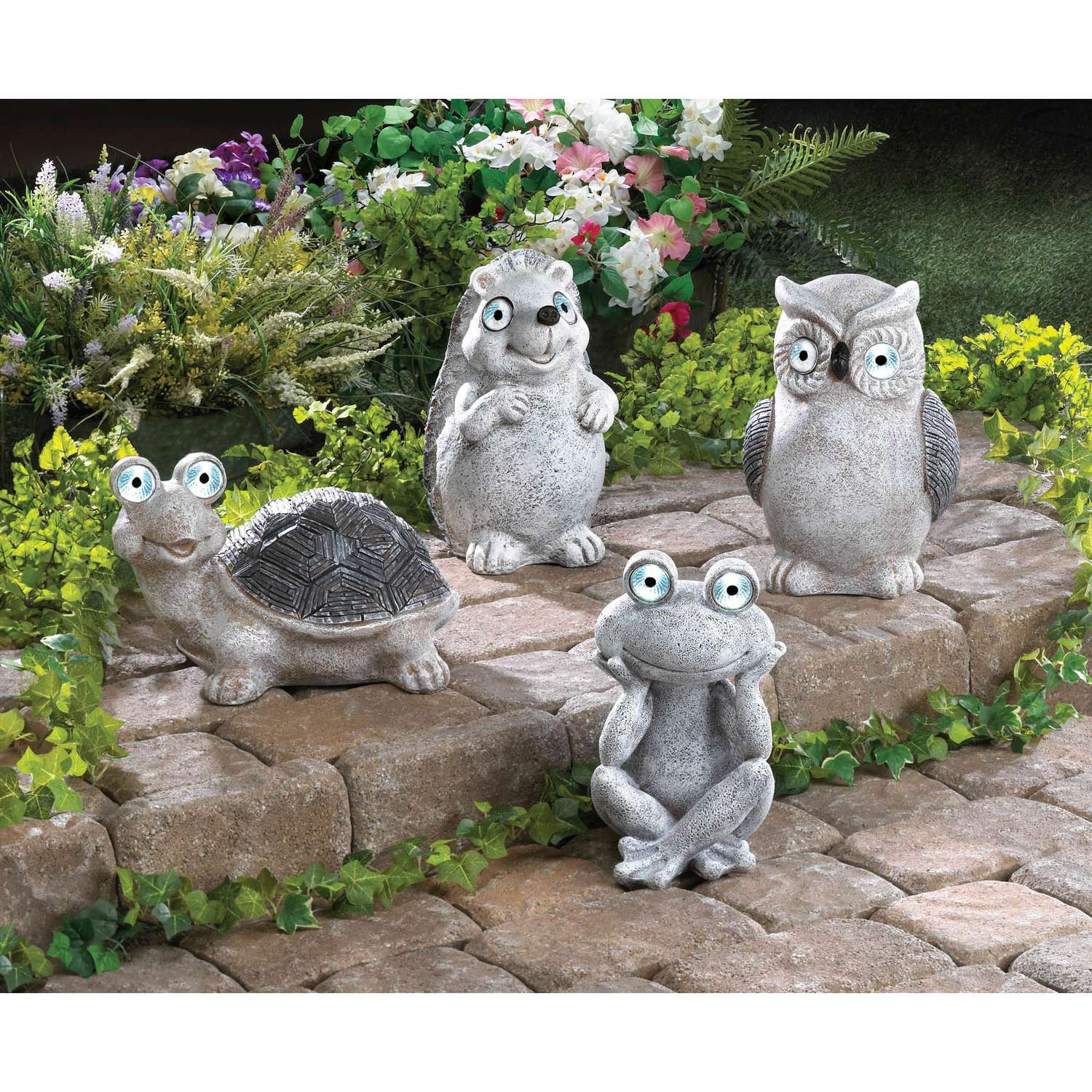  Summerfield Terrace Gray Polyresin 12 In. H Owl Solar Statue