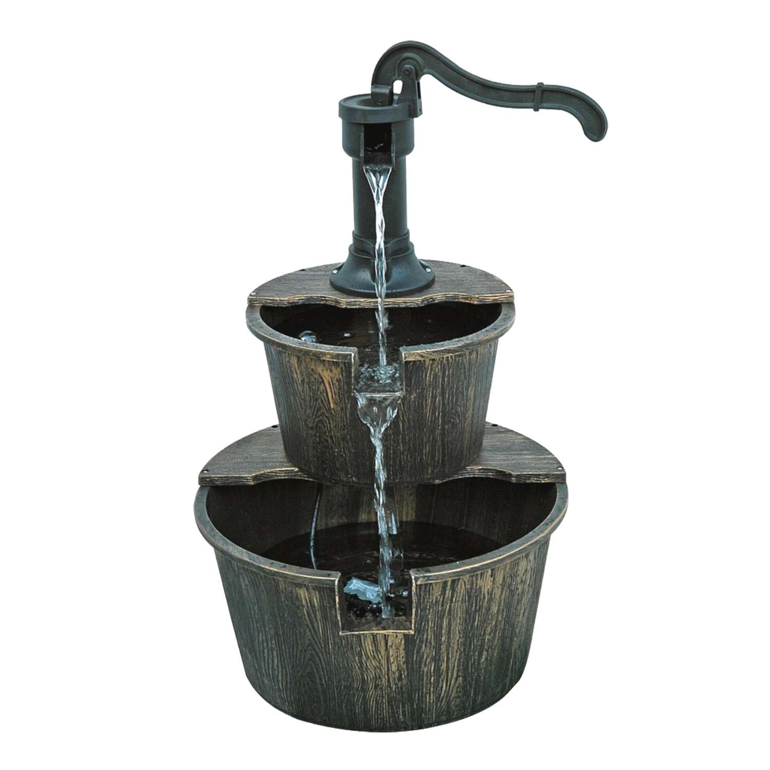  Alpine Plastic Bronze 27 In. H Pump & Barrel Fountain