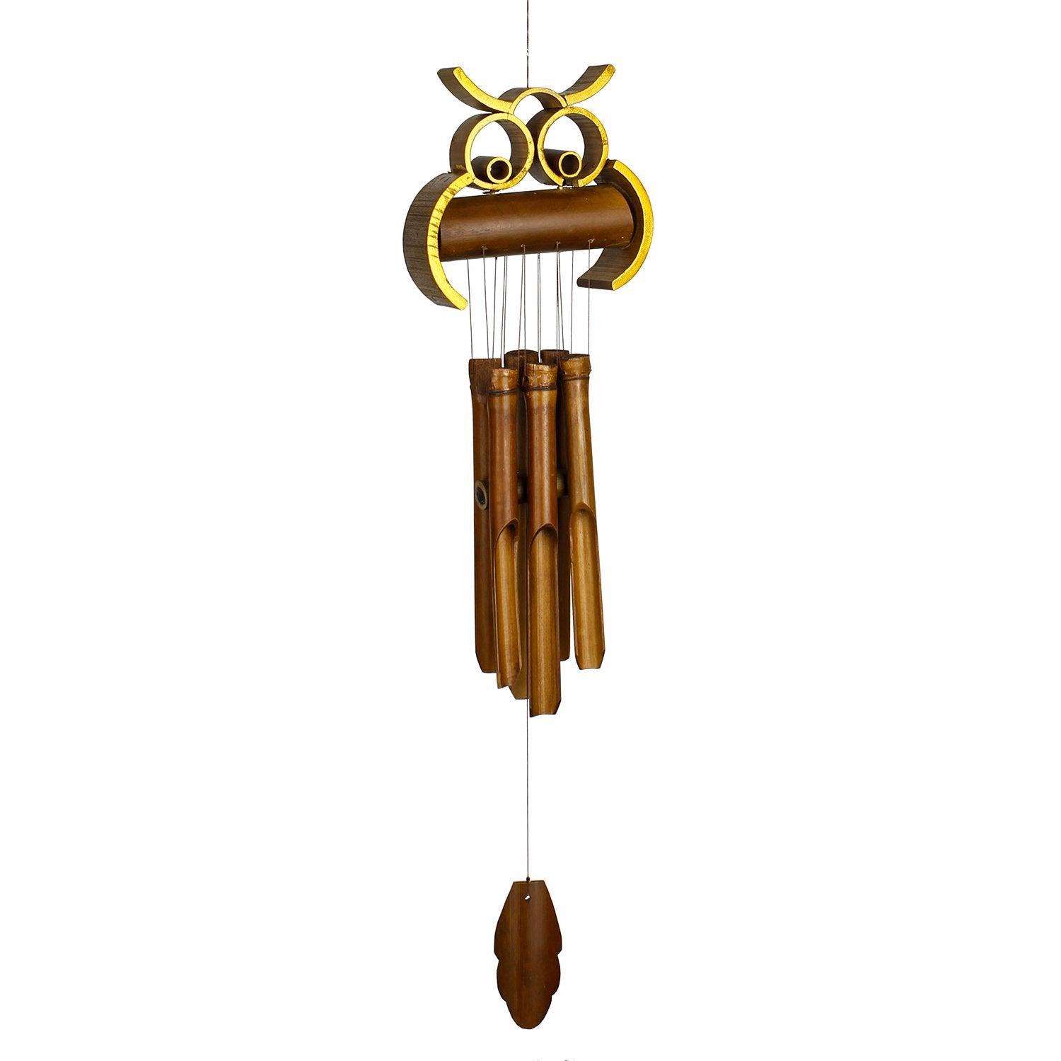  Woodstock Chimes Brown Bamboo 33 In. Hoot Owl Wind Chime