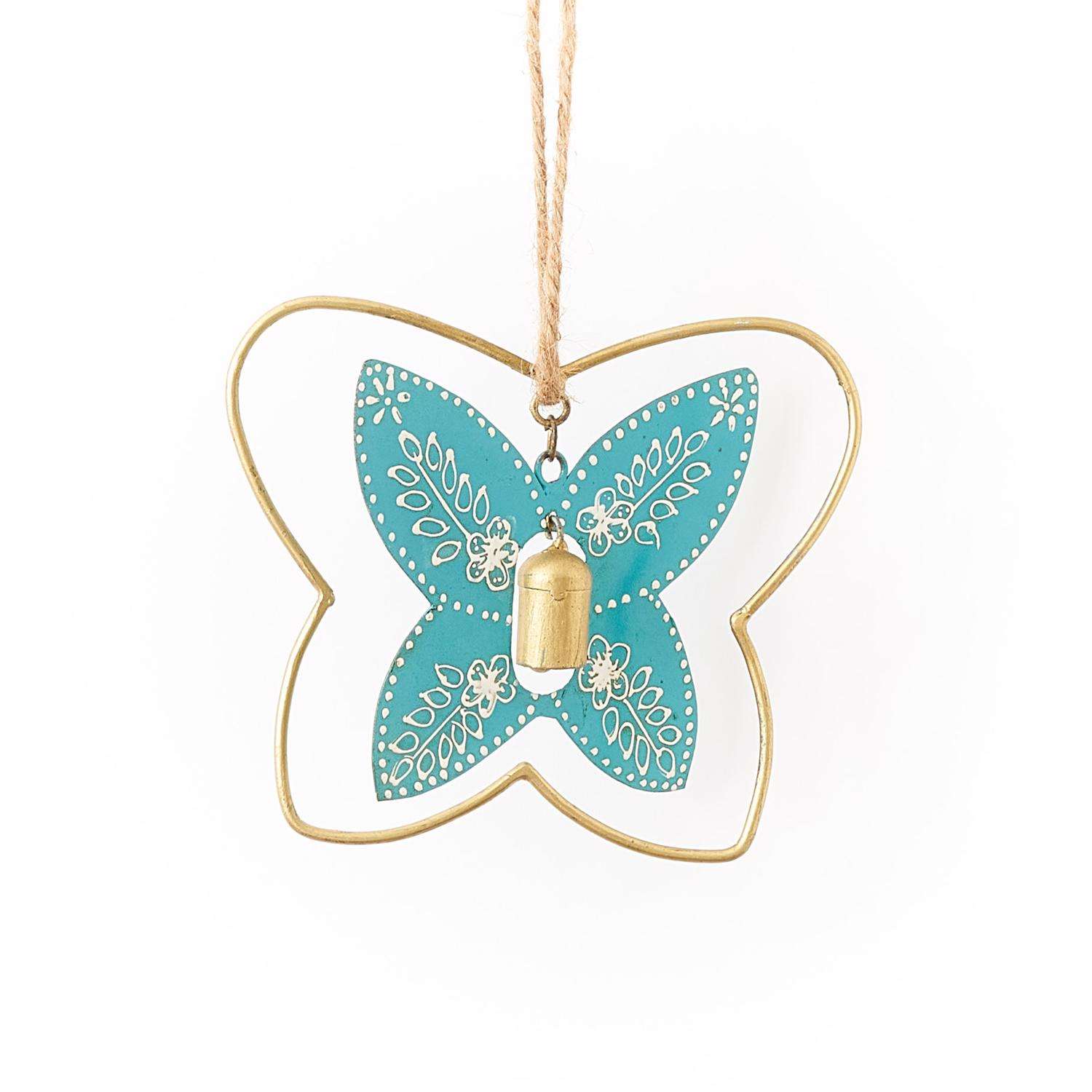  Matr Boomie Henna Treasure Multi-color Iron 1 In. Butterfly Bell Chimes