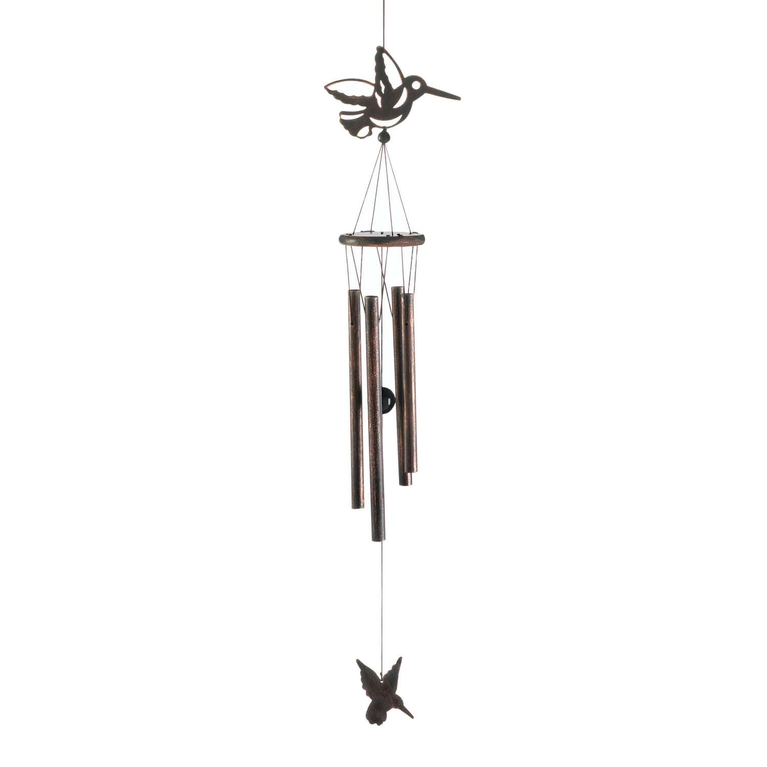  Summerfield Terrace Bronze Iron 29 In. Cutout Hummingbird Wind Chime