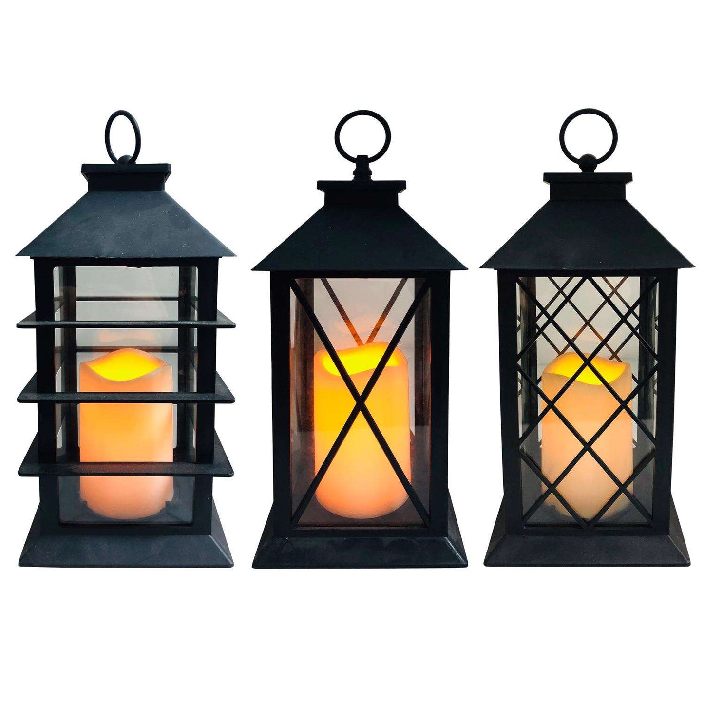 Alpine 11 In. Glass/Plastic LED Candle Lantern Black/White