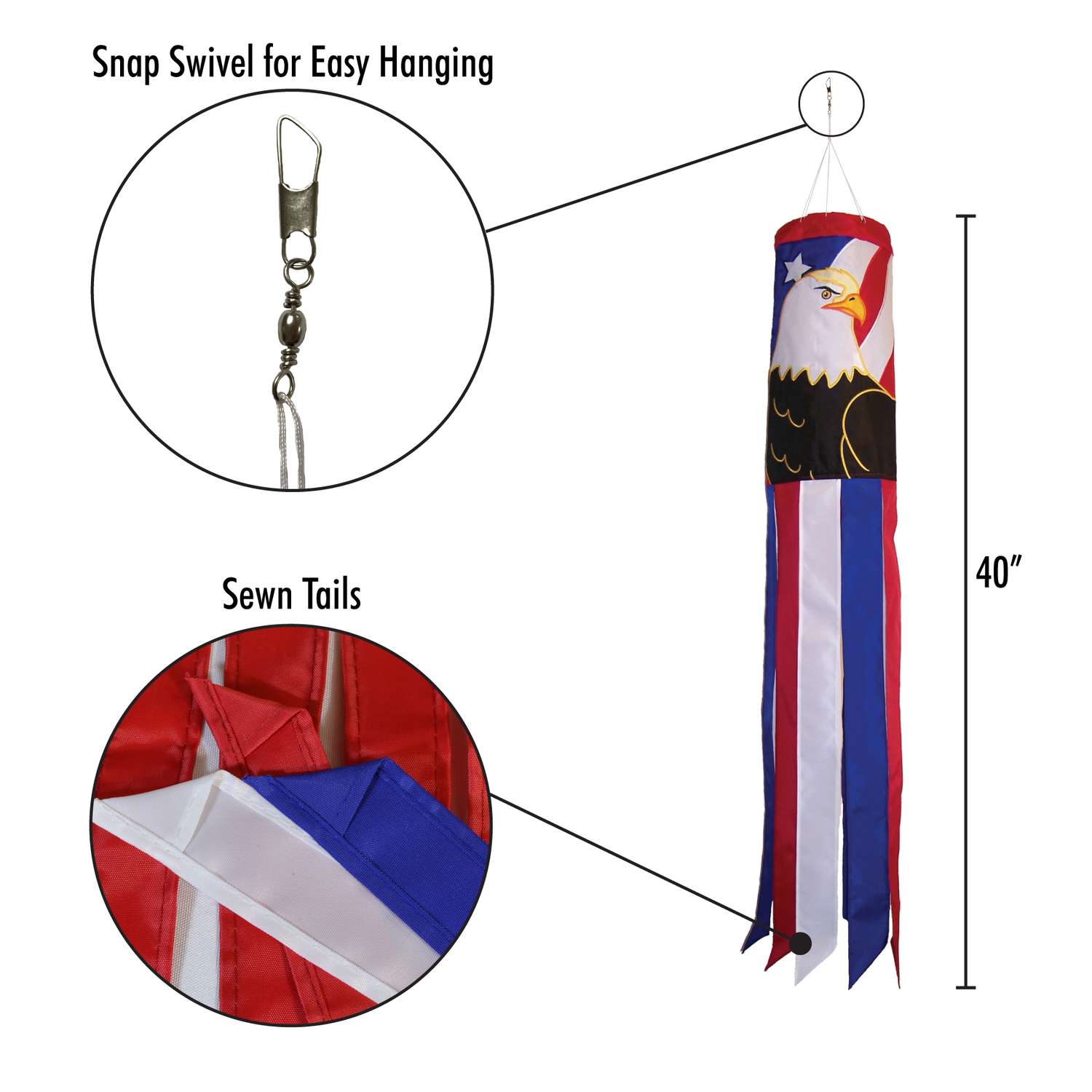  In The Breeze Eagle Windsock 40 In. H X 6 In. W