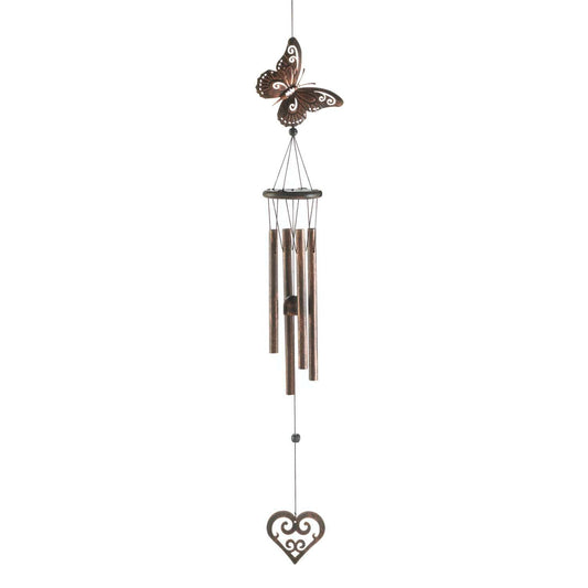  Summerfield Terrace Bronze Iron 31.5 In. Butterfly Heart Wind Chime