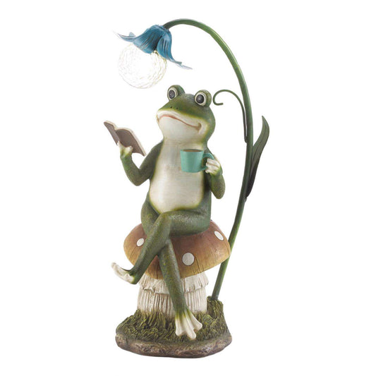  Zingz & Thingz Multicolored Polyresin 15.5 In. H Frog On A Mushroom Solar Statue