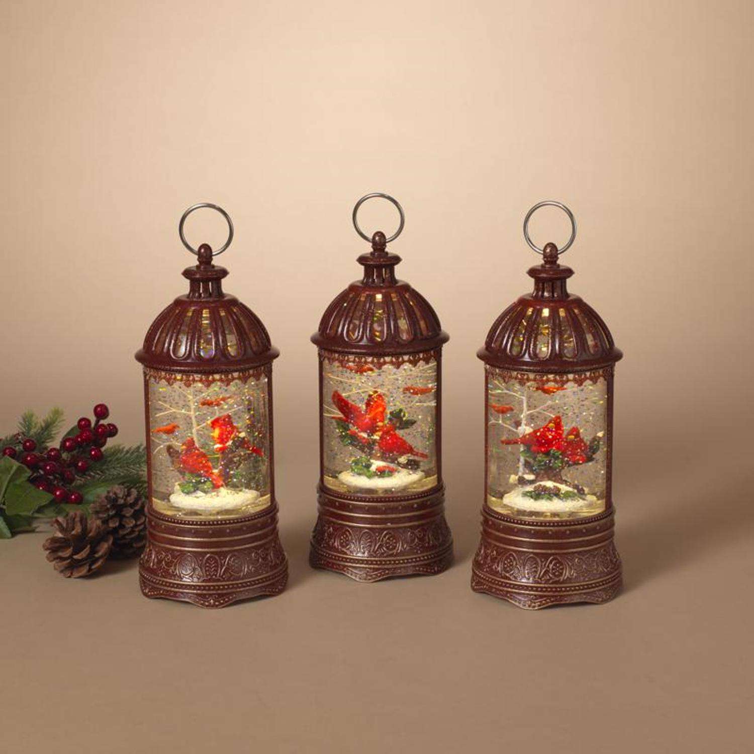  Gerson 10 In. Glass/Metal Musical Spinning Water Globe Lantern Multicolored