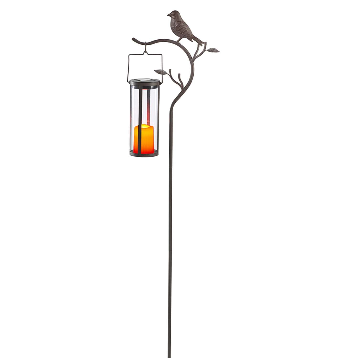  Smart Living 45 In. Solar Power Metal Provence Bird Hanging Lantern Bronze