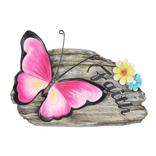  Exhart WindyWing Multicolored Resin 8 In. H Faith Pink Butterfly Statue