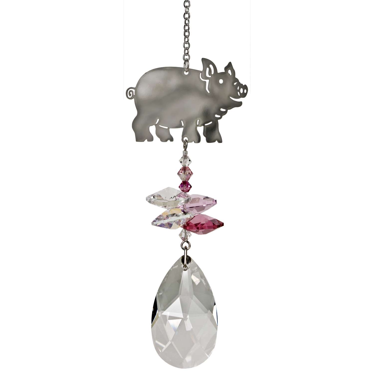  Woodstock Chimes Multi-color Crystal 4.5 In. Pig Wind Chime