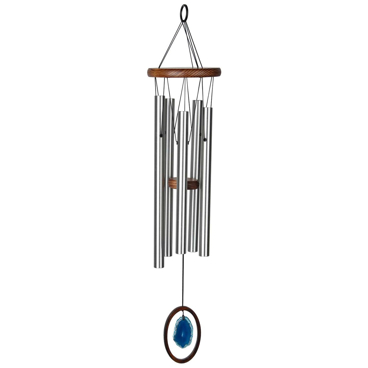  Woodstock Chimes Signature Collection Brown/Silver Aluminum/Wood 25 In. Agate Wind Chime