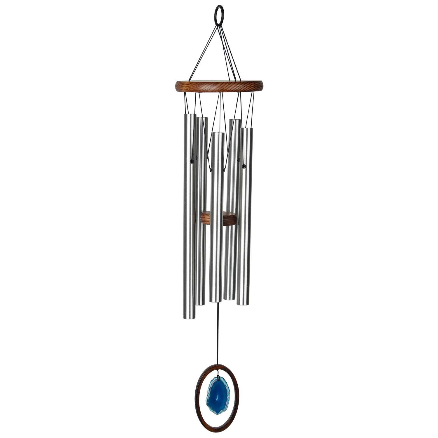  Woodstock Chimes Signature Collection Brown/Silver Aluminum/Wood 25 In. Agate Wind Chime