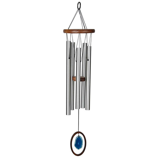  Woodstock Chimes Signature Collection Brown/Silver Aluminum/Wood 25 In. Agate Wind Chime