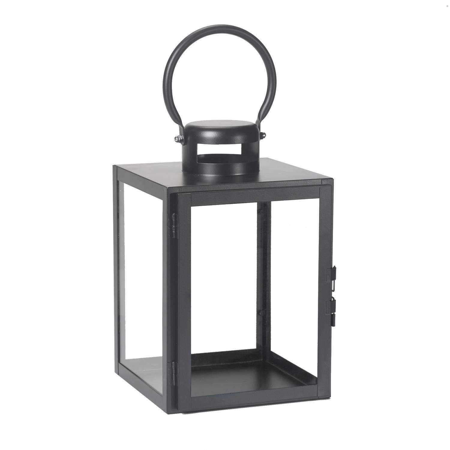  Smart Living 11 In. One Mantle Glass/Metal Huntington Lantern Black