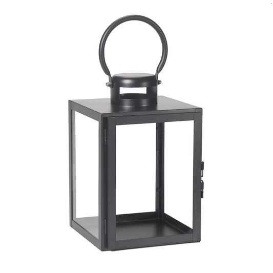  Smart Living 11 In. One Mantle Glass/Metal Huntington Lantern Black