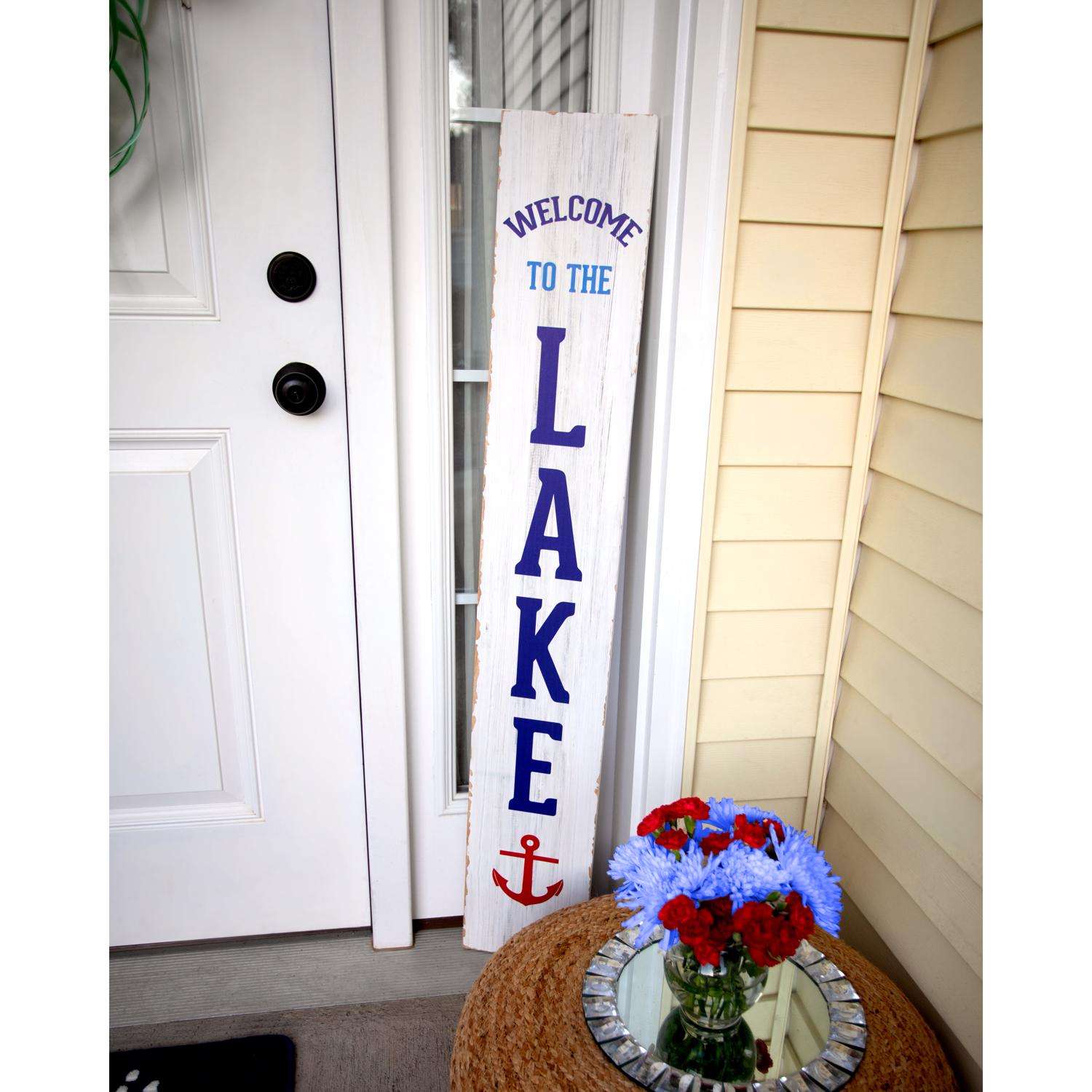  Pavilion We People White Wood 48 In. H Anchor Porch Sign