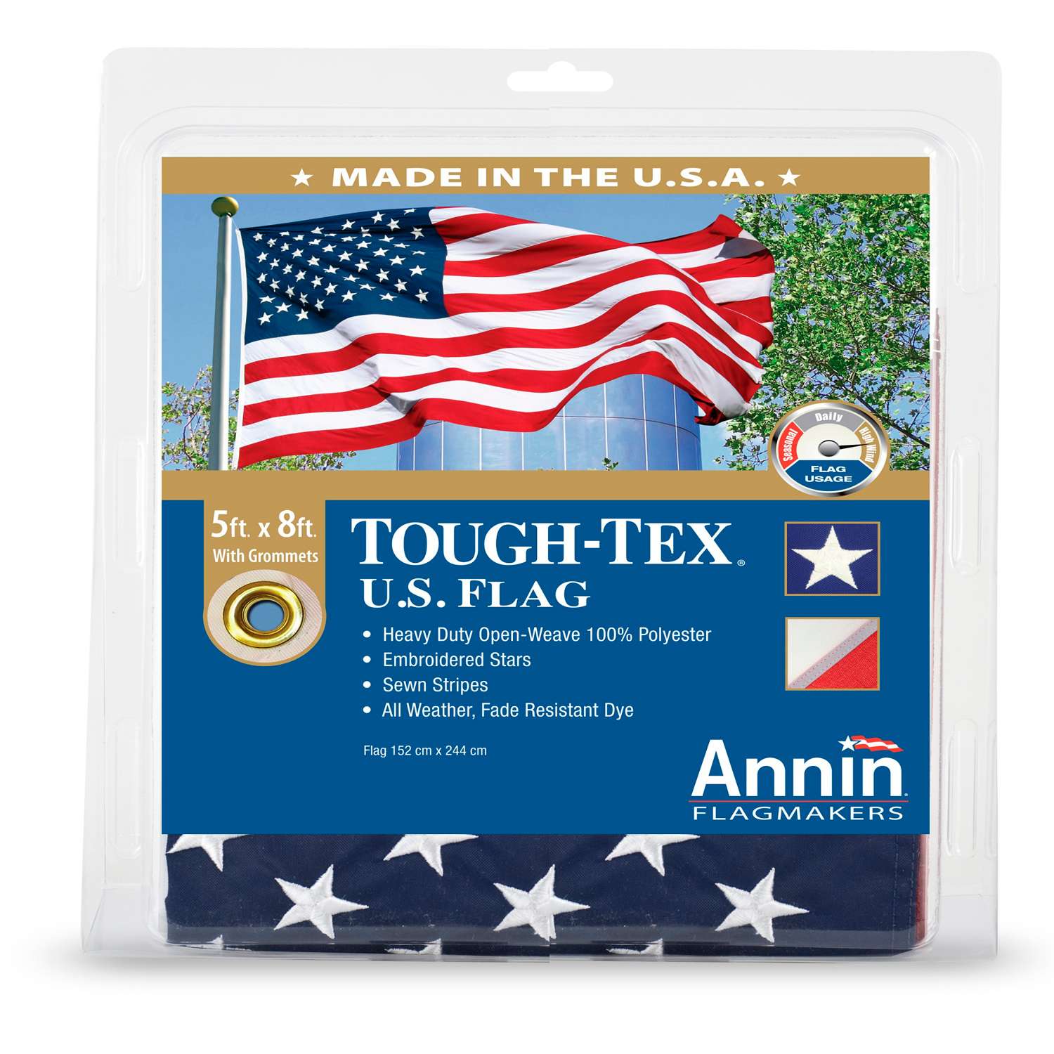  Annin Tough-Tex U.S Flag 5 Ft. W X 8 Ft. L
