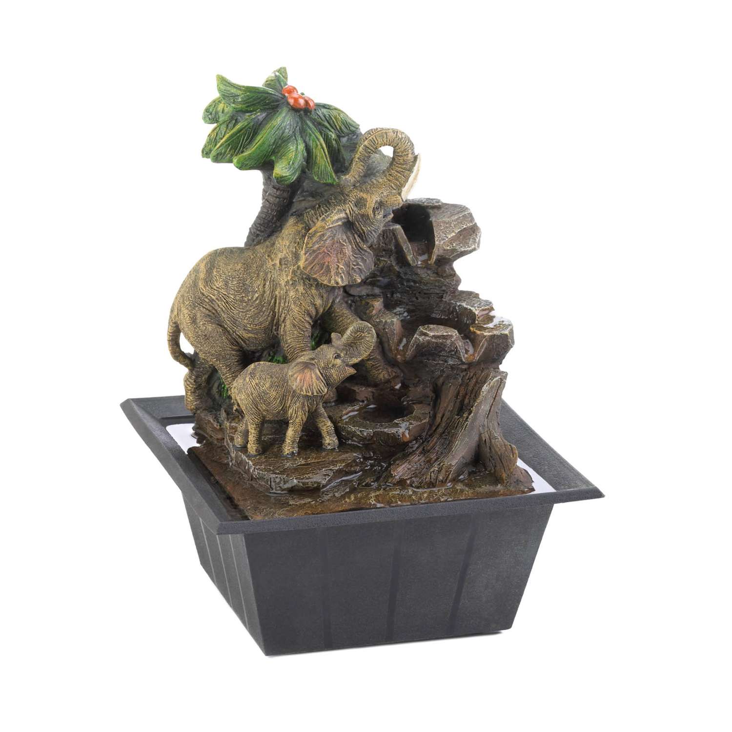  Zingz & Thingz Polyresin Multi-color 10 In. H Elephant Family Table Top Fountain