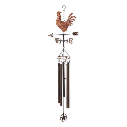  Zingz Copper Vein Iron 45 In. Weathervane Rooster Wind Chime
