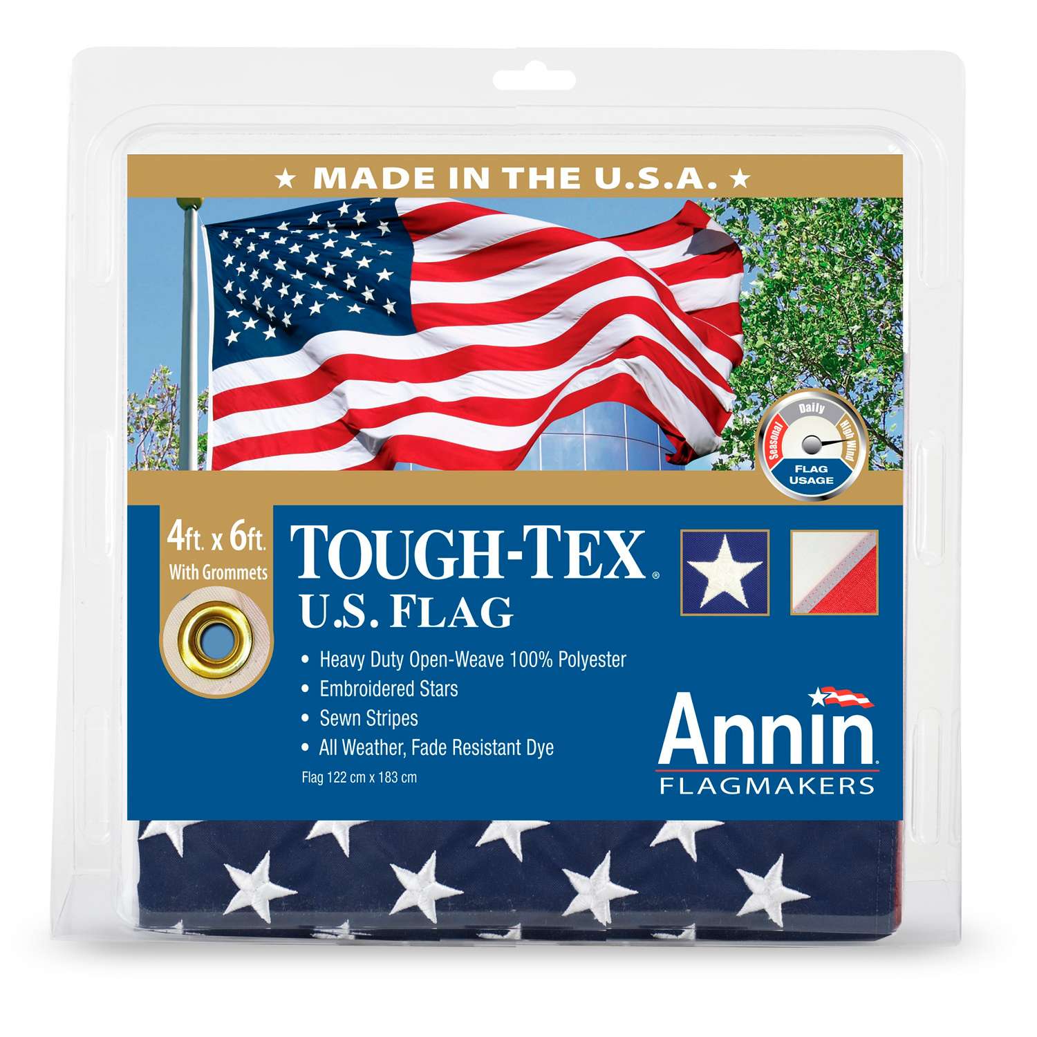  Annin Tough-Tex U.S Flag 4 Ft. W X 6 Ft. L