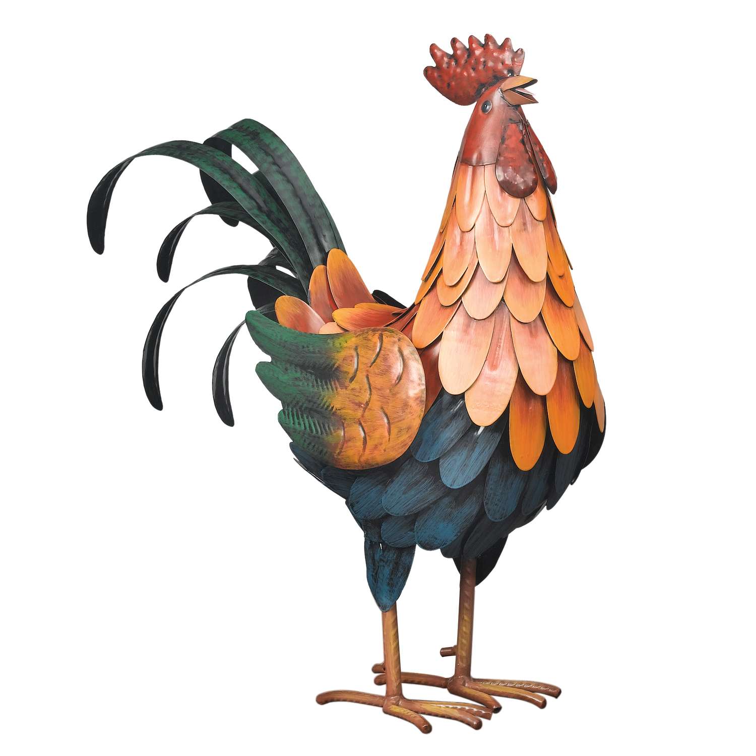  Regal Art & Gift Multicolored Metal 15.75 In. H Golden Rooster Statue