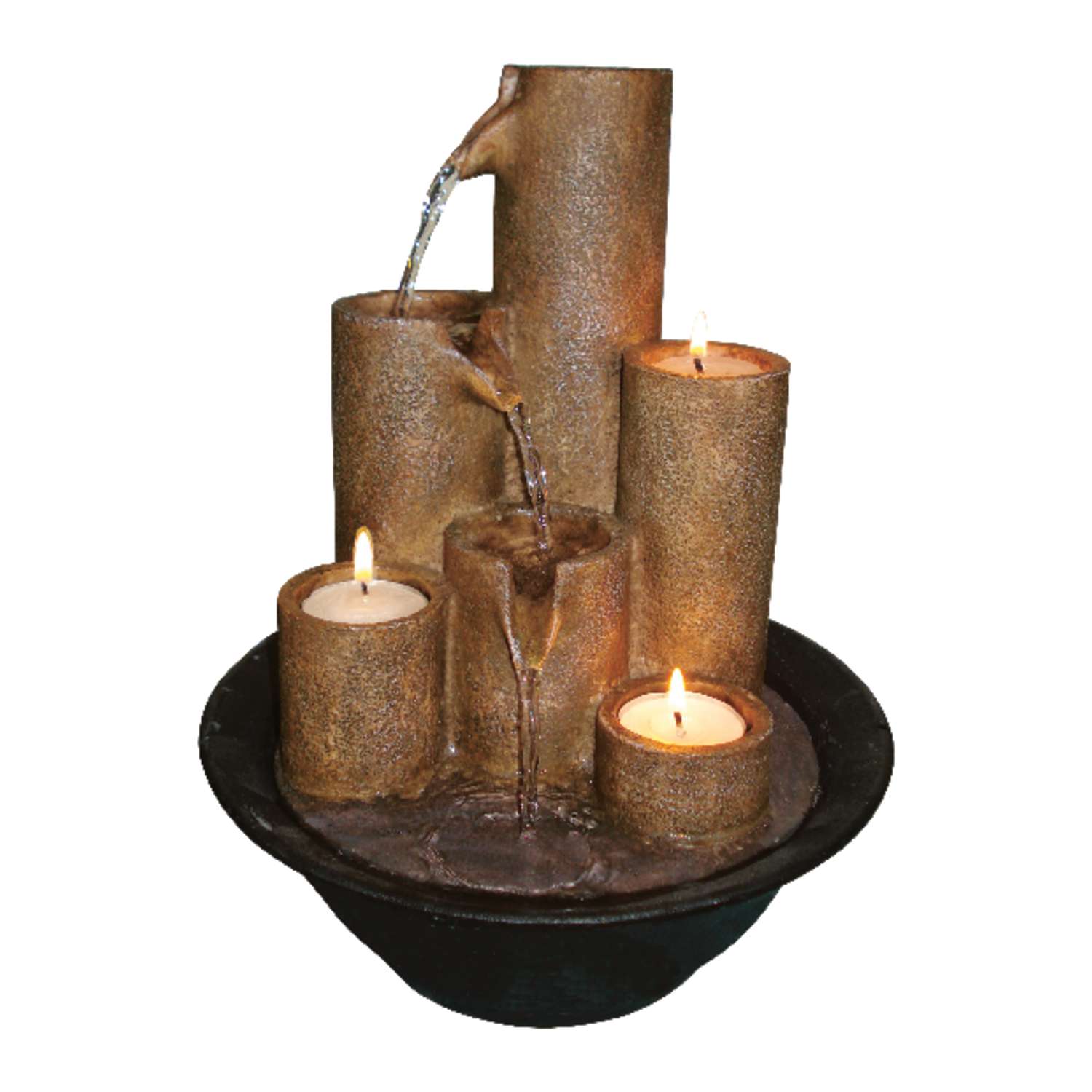  Alpine Resin Brown 11 In. H Tiered Column Table Top Fountain