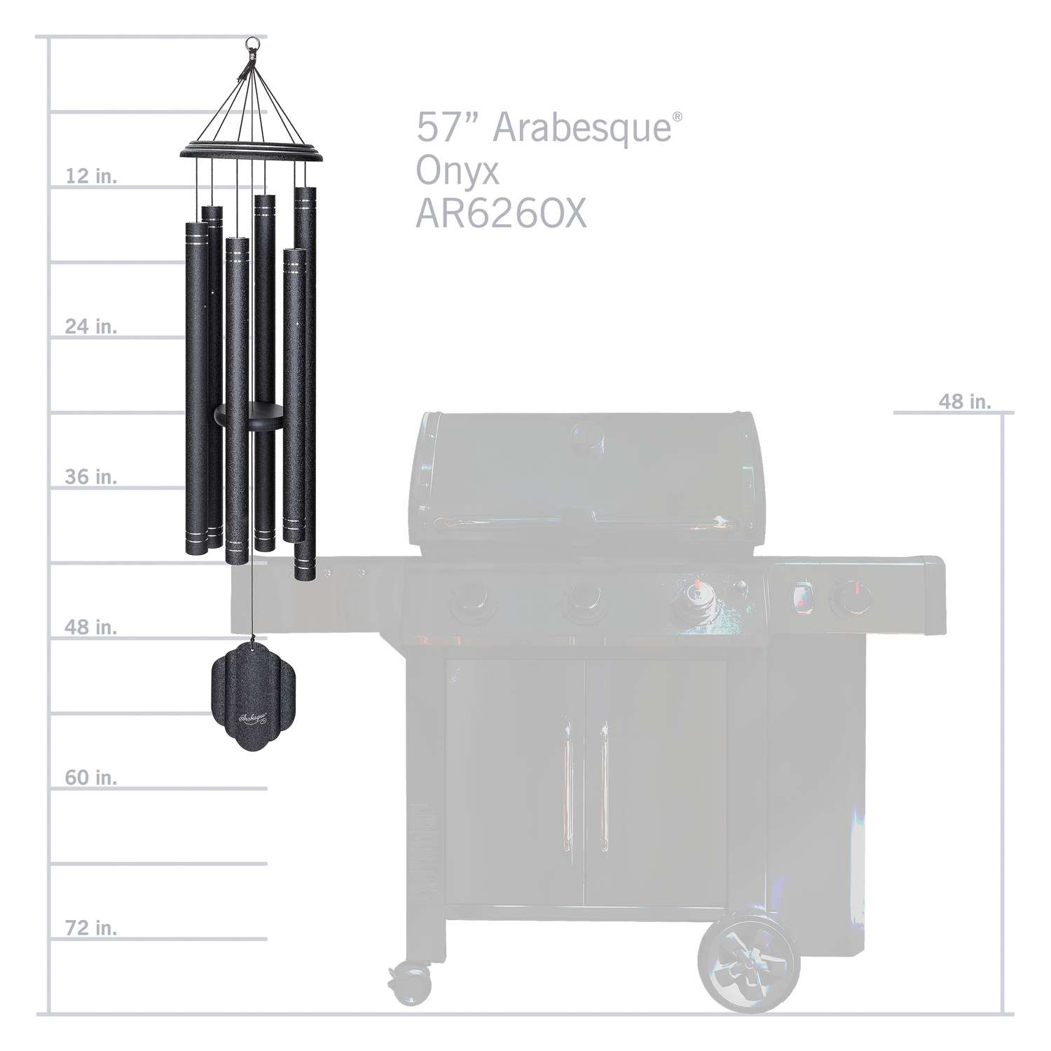  Wind River Arabesque Onyx Aluminum 57 In. Wind Chime