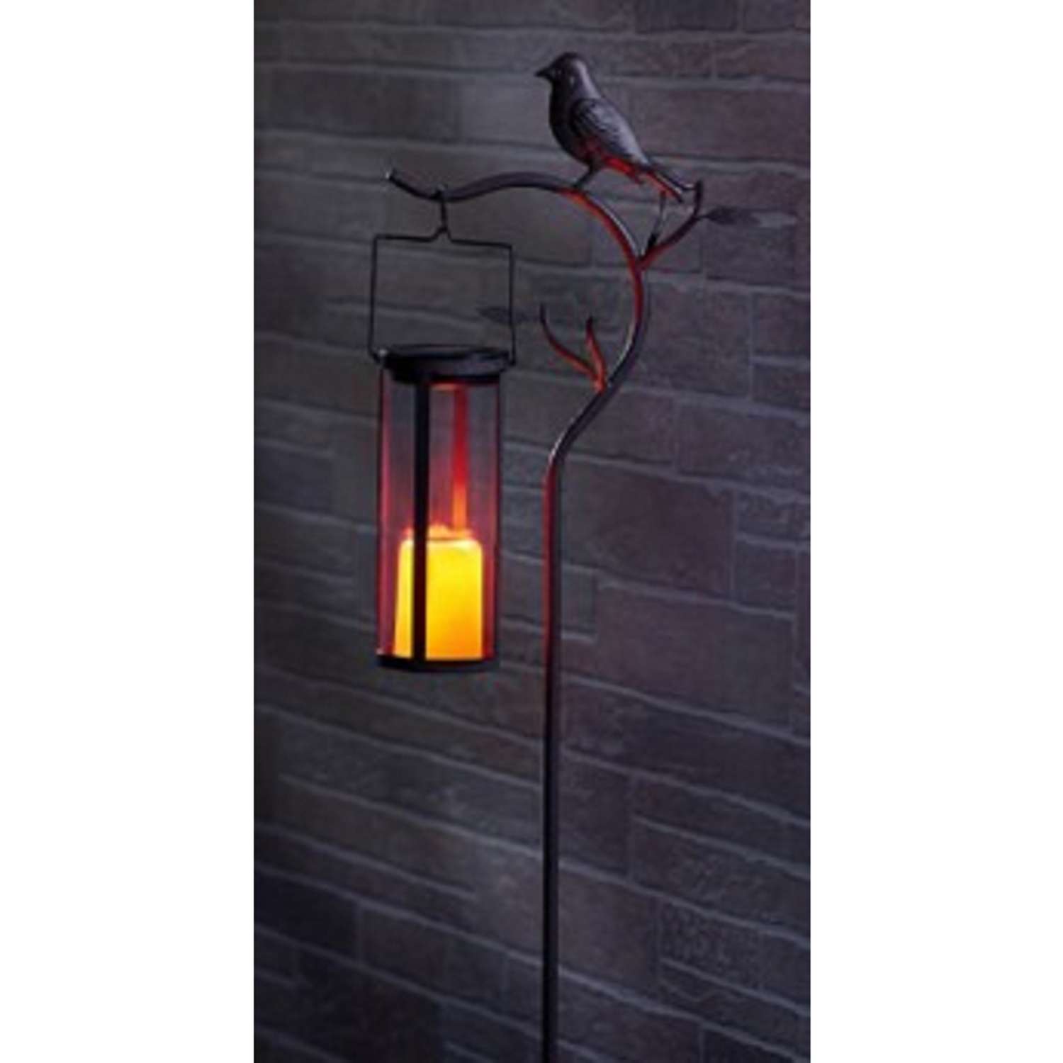  Smart Living 45 In. Solar Power Metal Provence Bird Hanging Lantern Bronze