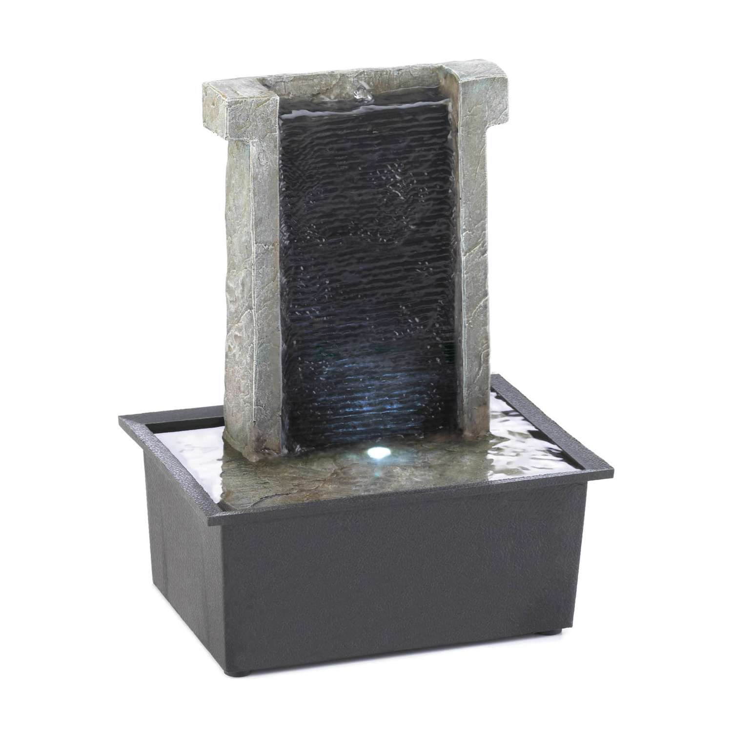  Zingz & Thingz Polyresin Gray 10.5 In. H Stoney Fall Table Top Fountain