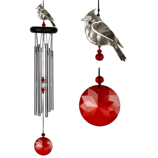  Woodstock Chimes Signature Collection Silver Aluminum/Wood 18 In. Crystal Cardinal Wind Chime