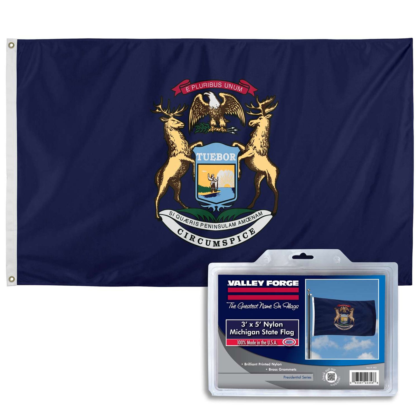  Valley Forge Michigan State Flag 36 In. H X 60 In. W