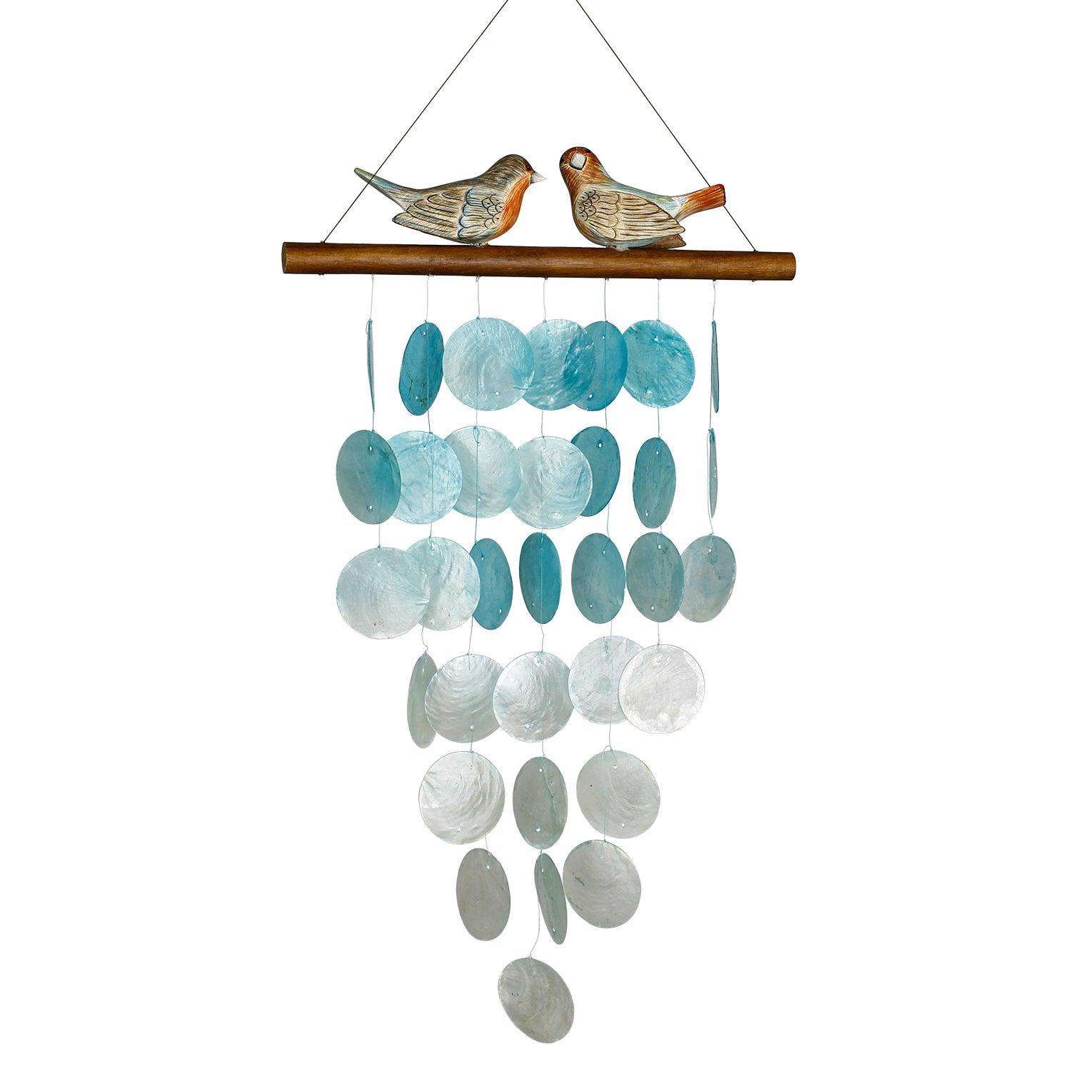  Woodstock Chimes Multi-color Bamboo 0 In. Love Birds Capiz Wind Chime
