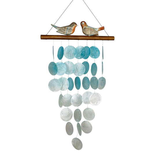  Woodstock Chimes Multi-color Bamboo 0 In. Love Birds Capiz Wind Chime