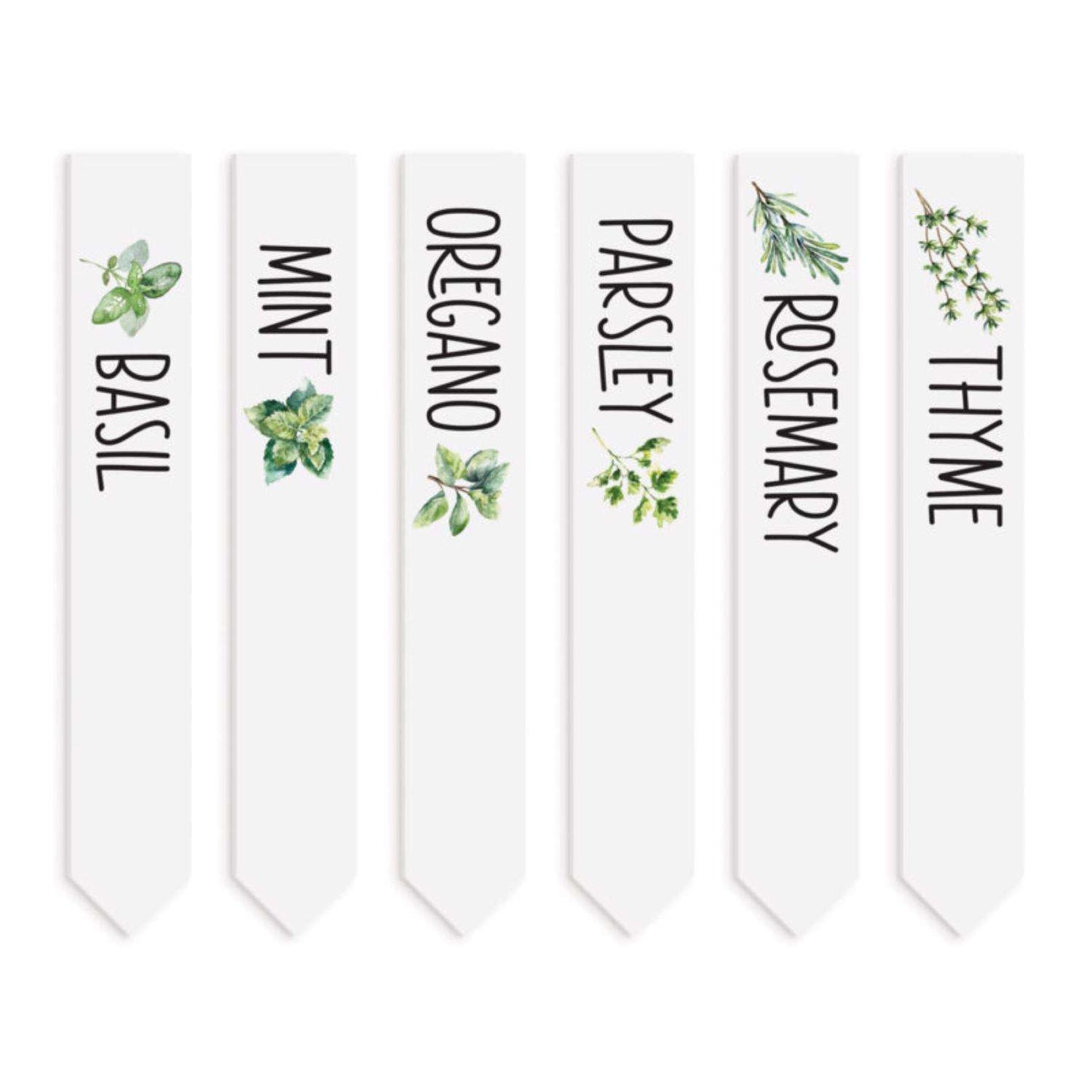  P Graham Dunn White Acrylic 6.5 In. H Herb Stakes Garden Sign