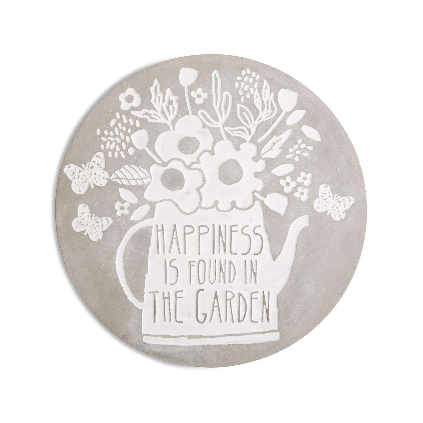  Pavilion Bless My Bloomers Gray/White Cement 1.5 In. H Happy Place Stepping Stone