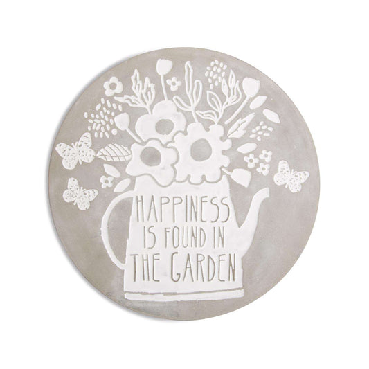  Pavilion Bless My Bloomers Gray/White Cement 1.5 In. H Happy Place Stepping Stone