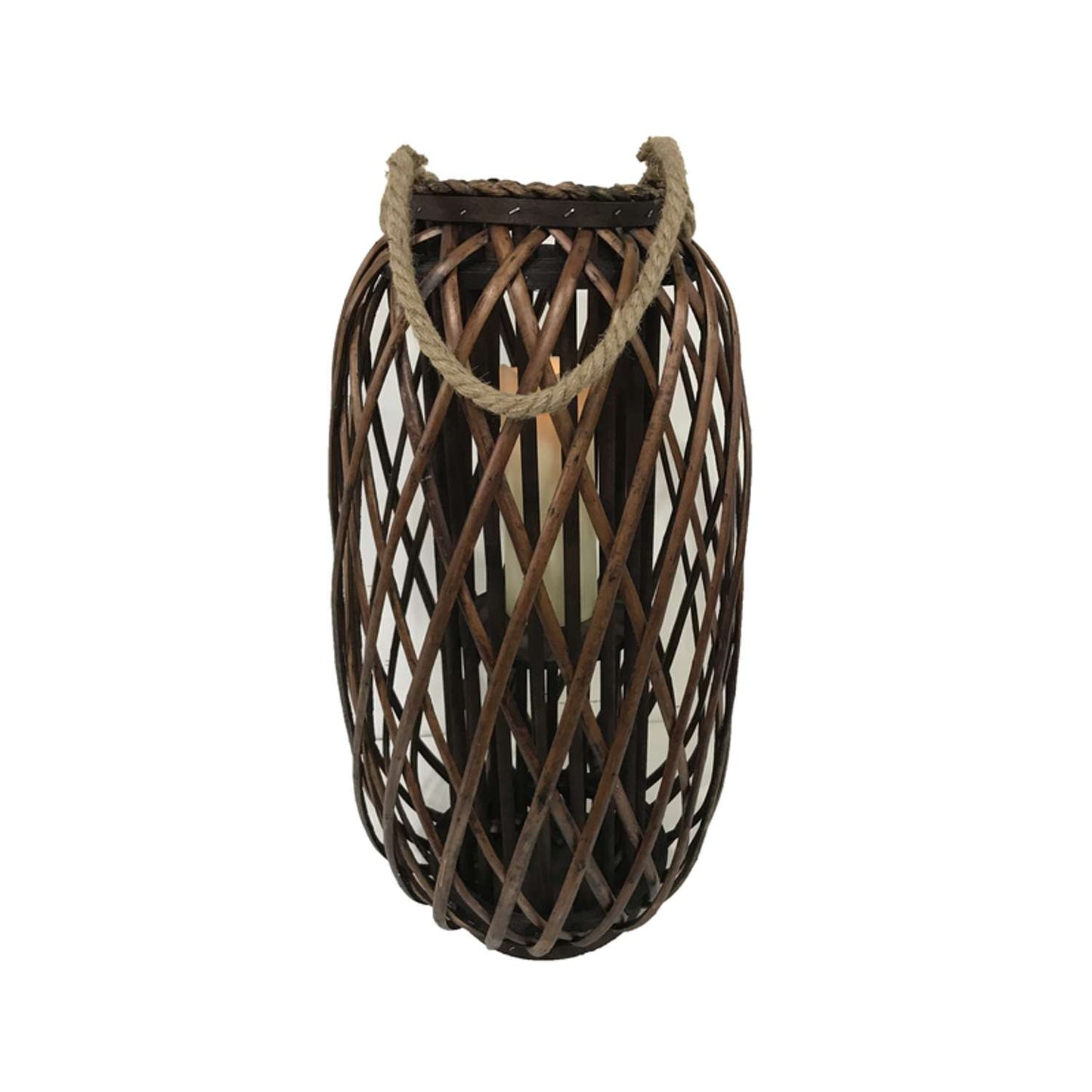  Infinity 24 In. Wood Willow Hanging Lantern Brown