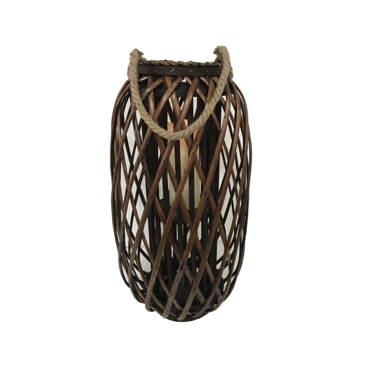  Infinity 24 In. Wood Willow Hanging Lantern Brown