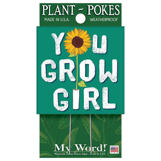 My Word! Multicolored Wood 4 In. H You Grow Girl Plant Pokes