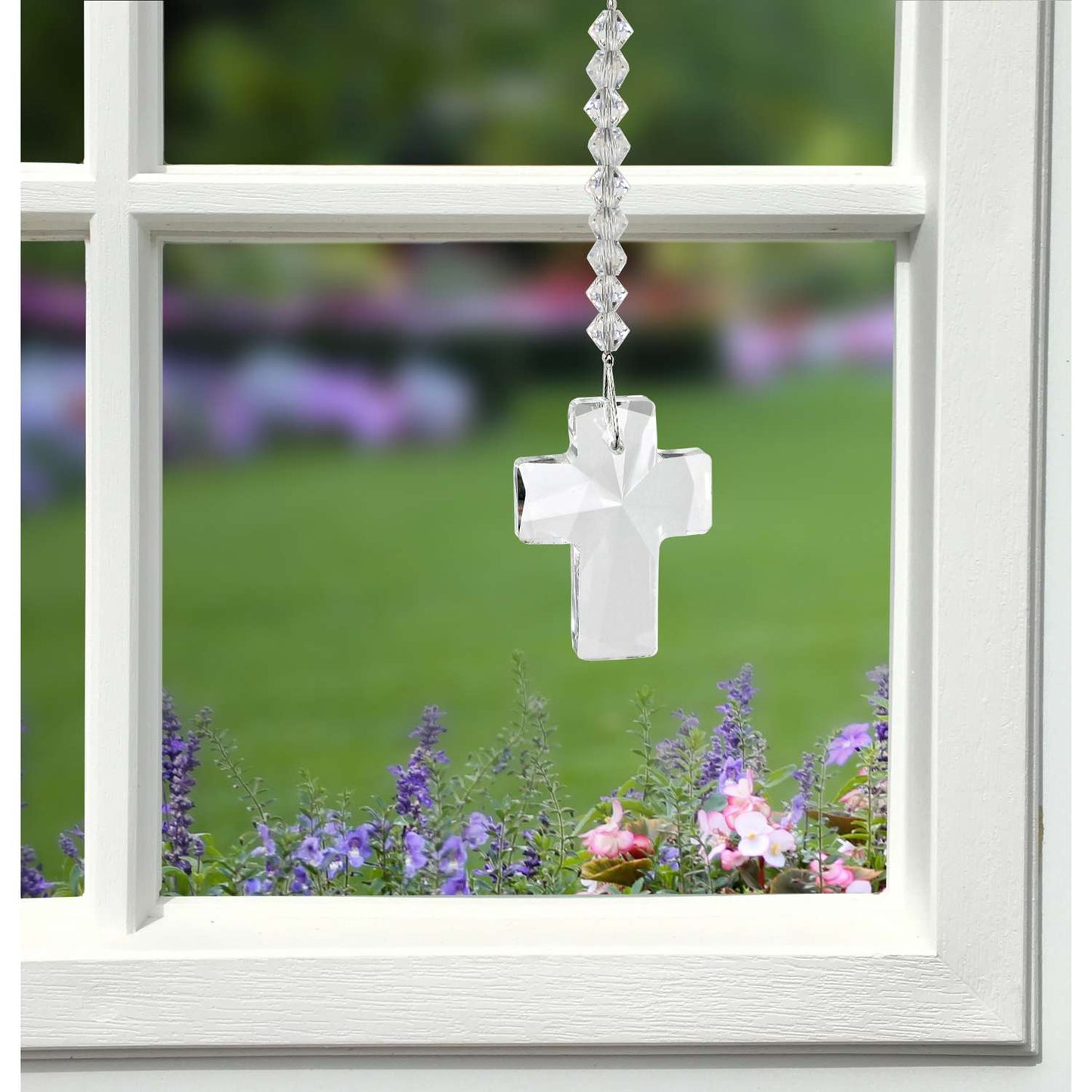  Woodstock Chimes Multi-color Crystal 3.2 In. Cross Wind Chime