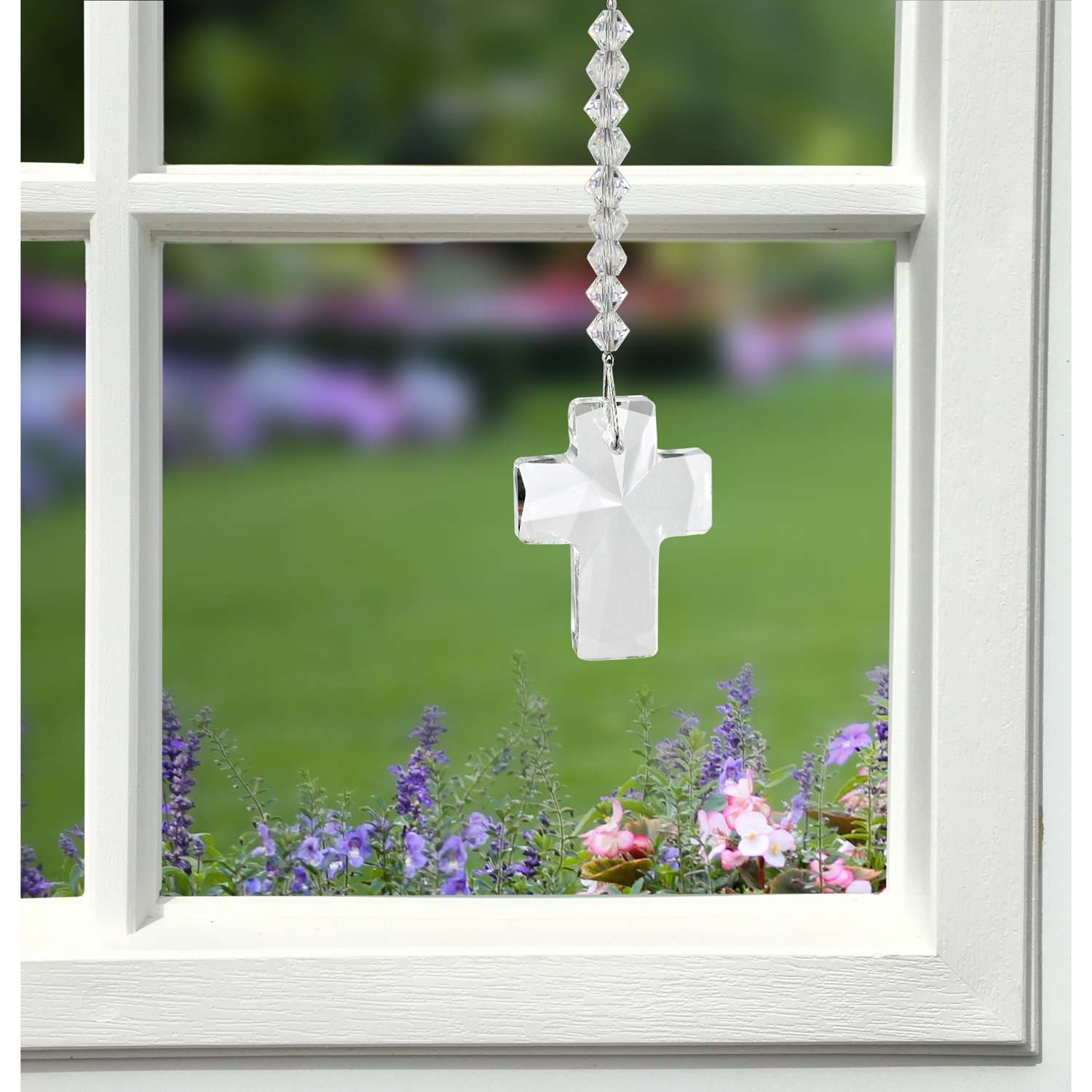  Woodstock Chimes Multi-color Crystal 3.2 In. Cross Wind Chime