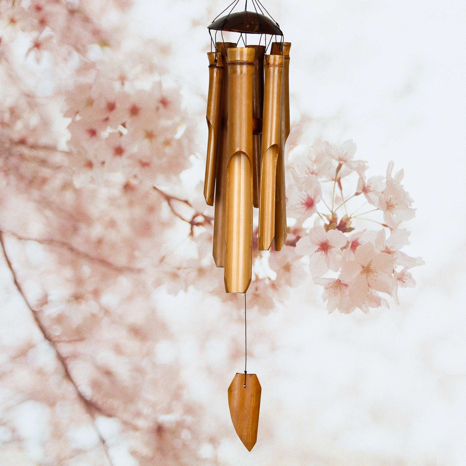  Woodstock Chimes Brown Bamboo 25 In. Half Coconut Wind Chime
