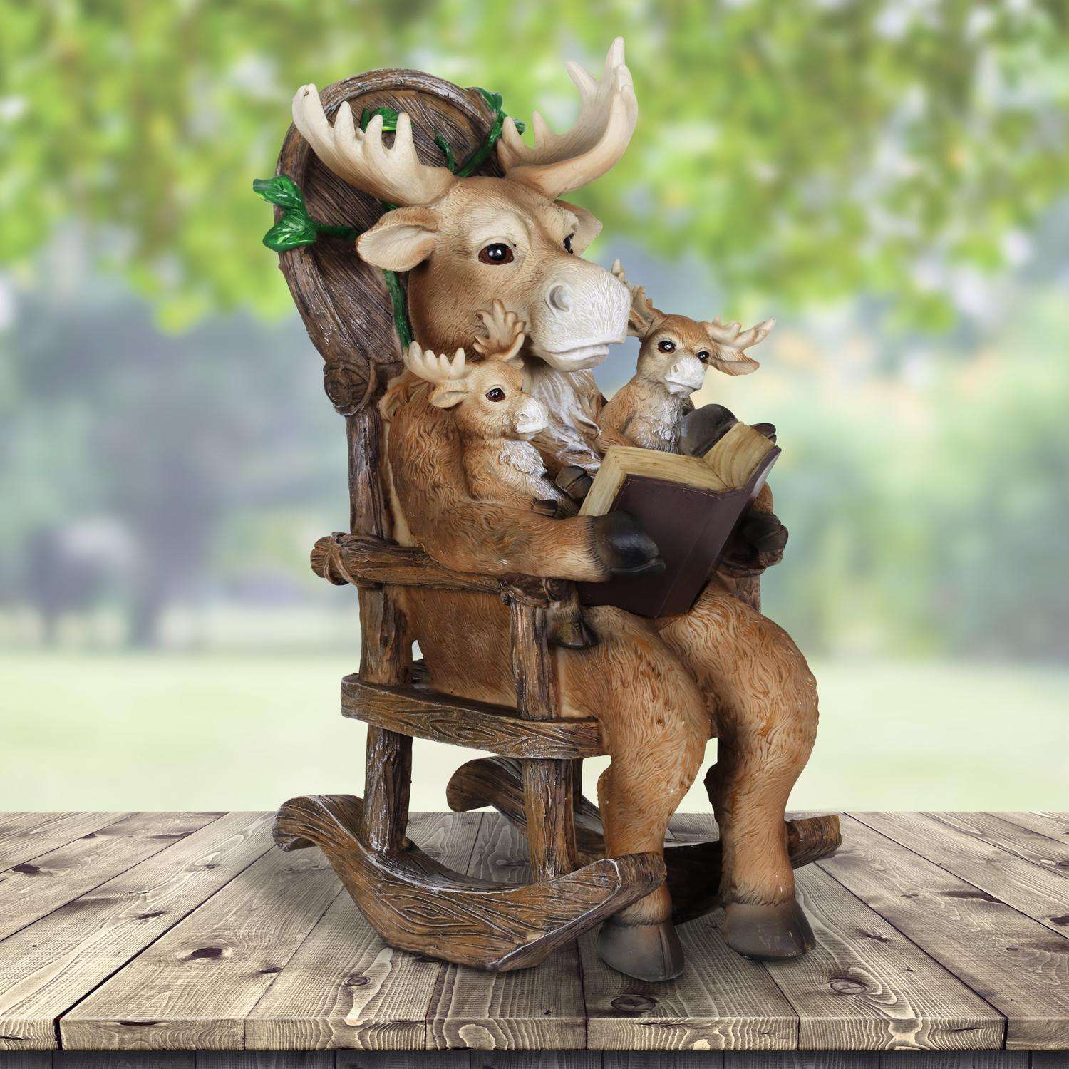  Exhart WindyWings Multicolored Resin 12.5 In. H Moose Family Reading Story Statue