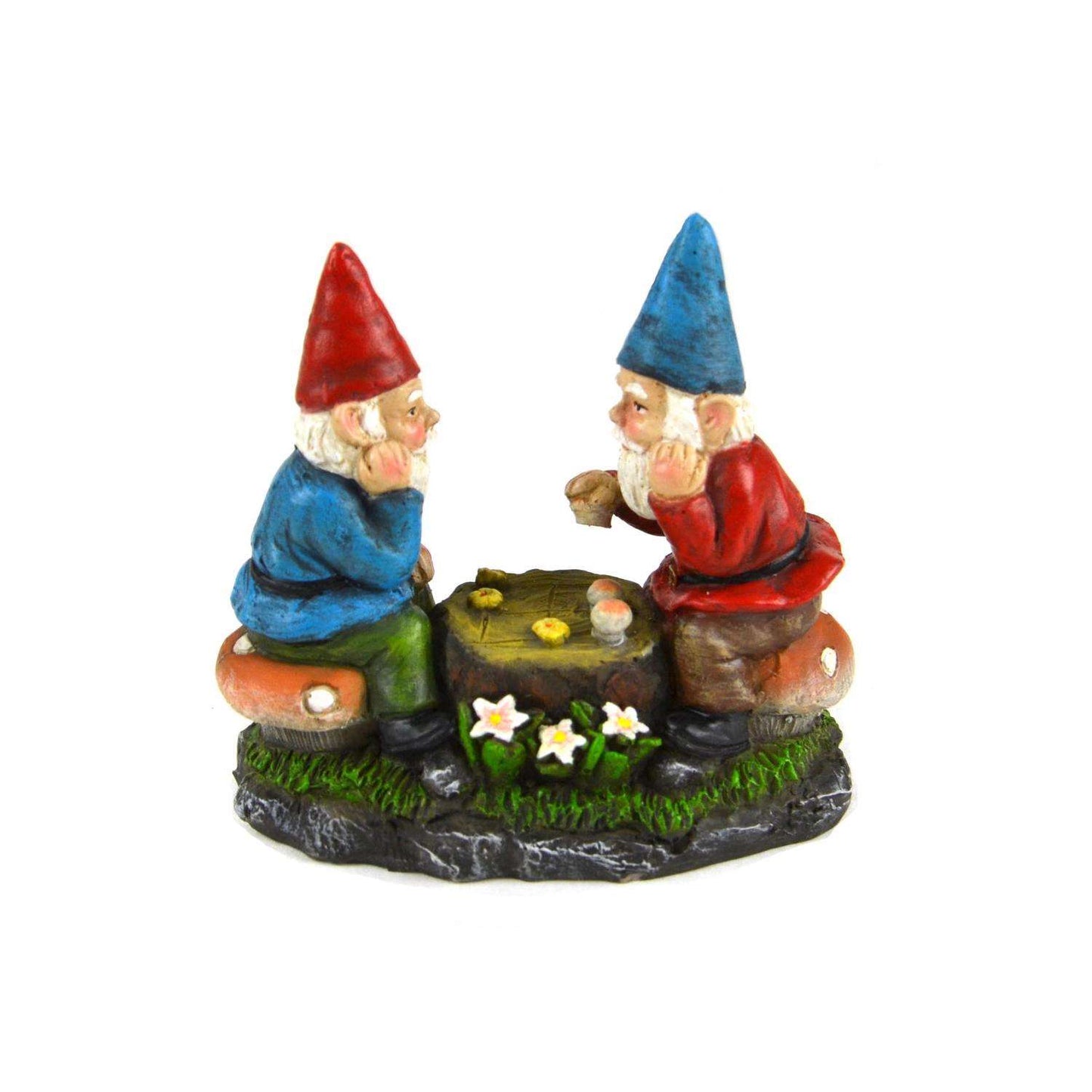  Touch Of Nature The Garden Collection Resin Multi-color 4 In. Miniature Gnomes Playing Games Statue