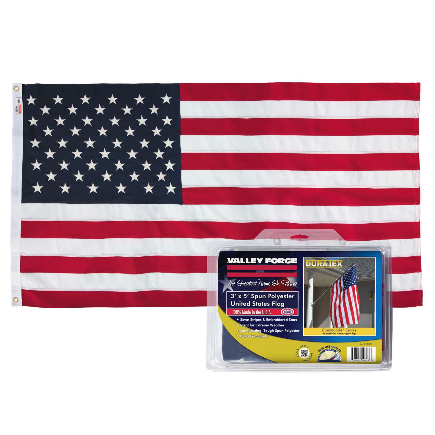  Valley Forge American Flag 3 In. H X 5 Ft. W