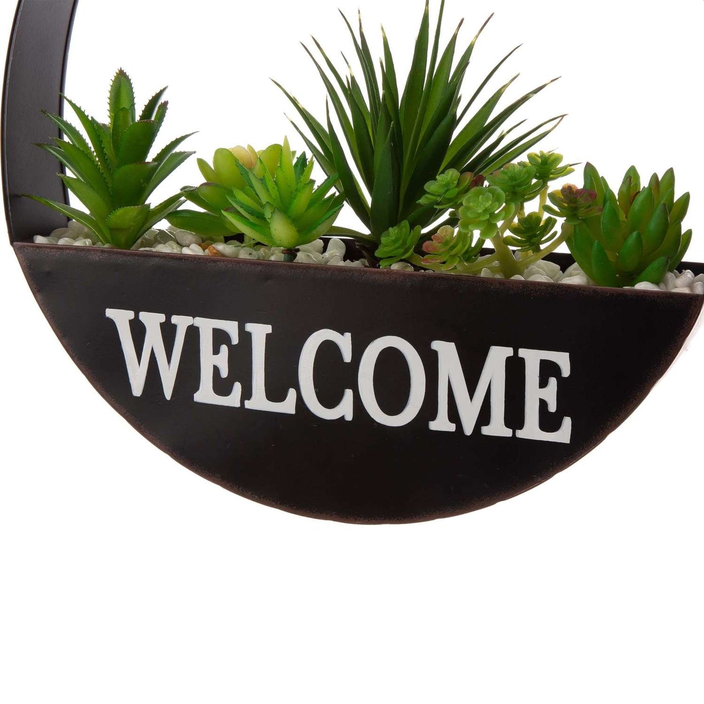  Glitzhome Black Metal 11.81 In. H Welcome Hanging Planter