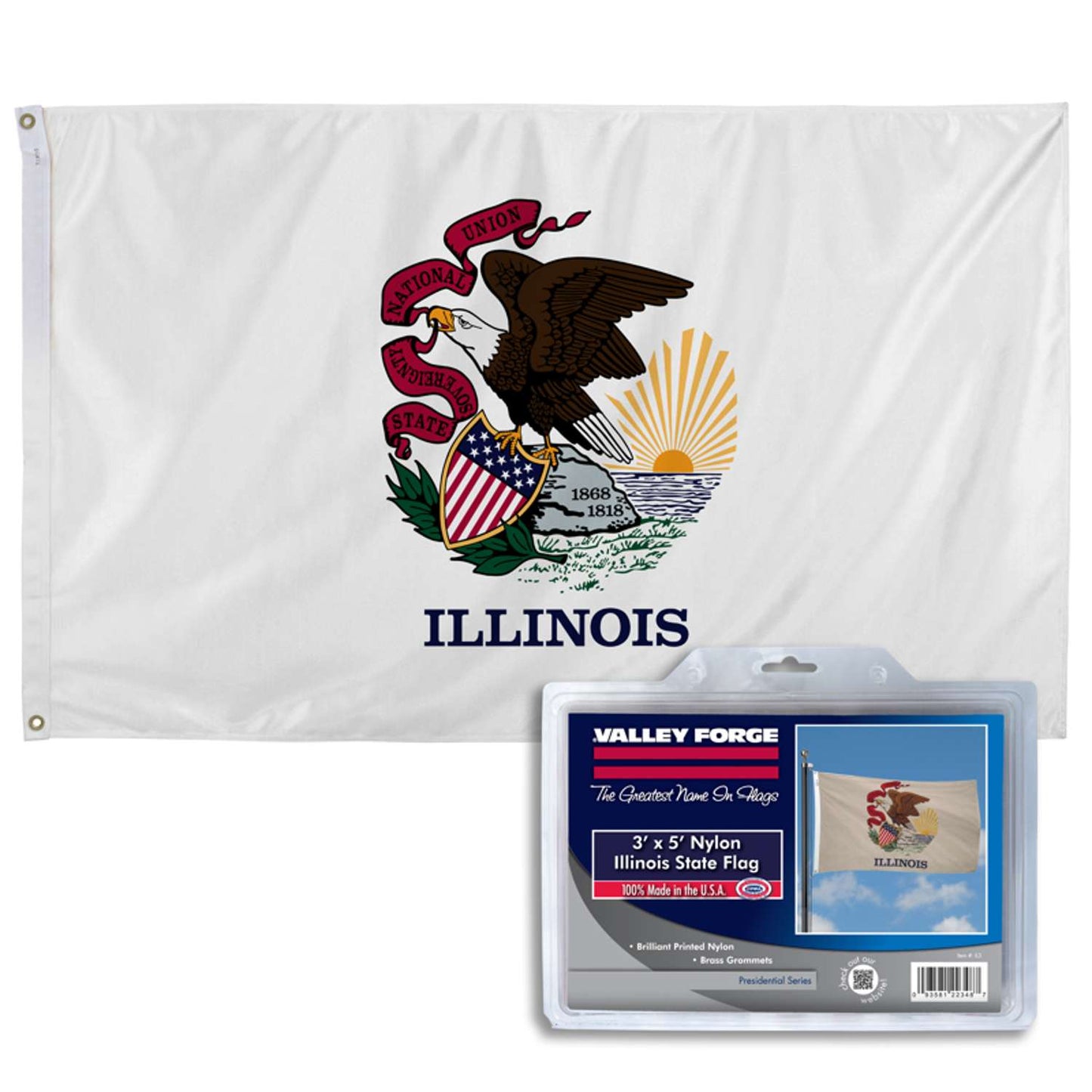  Valley Forge Illinois State Flag 36 In. H X 60 In. W