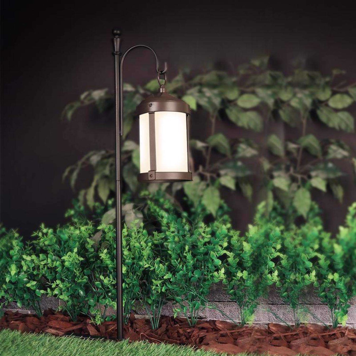  Feit Smart Home 4 In. Solar Power Metal Round Hanging Lantern Bronze