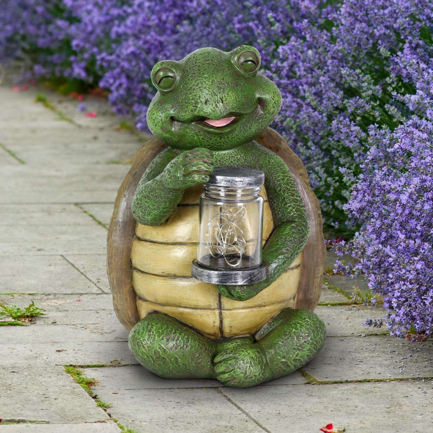  Exhart WindyWings Multicolored Resin 9.5 In. H Turtle With LED Firefly Jar Statue