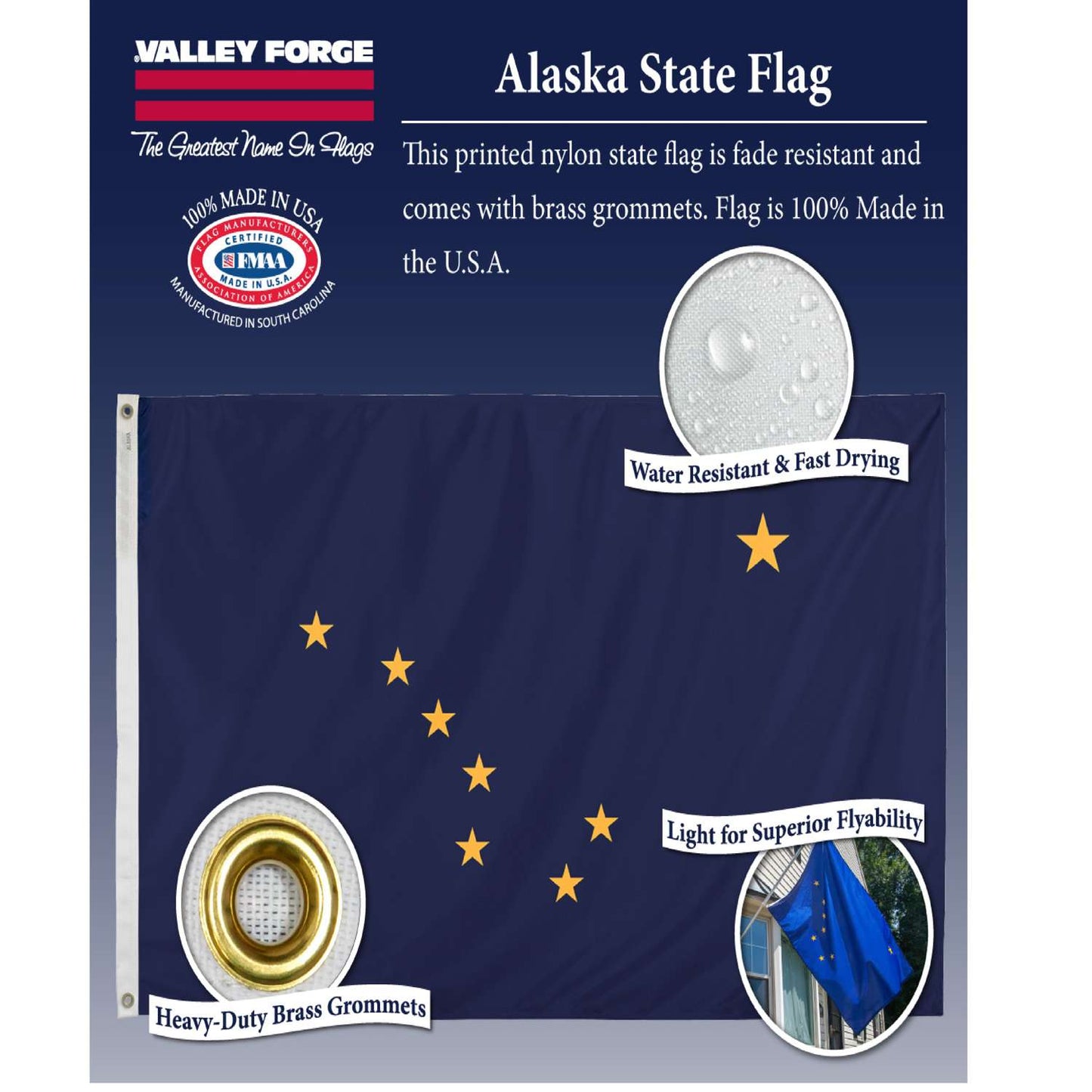  Valley Forge Alaska State State Flag